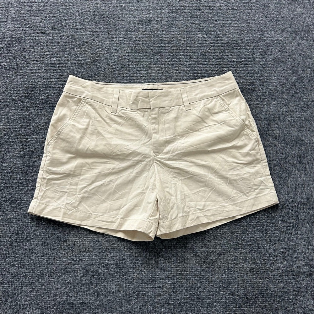 Tommy Hilfiger Shorts Womens Size6 Beige Cotton Chino Casual Mid Rise Flat Front